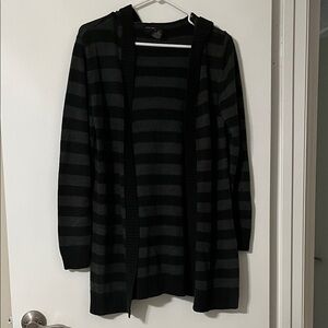 New York & Company Black and Gray Striped Cardigan
